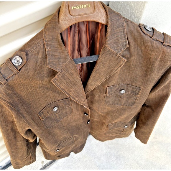 Inserch Other - INSERCH Limited Edition Men's Brown Faux Leather Blazer Jacket Size 4XL